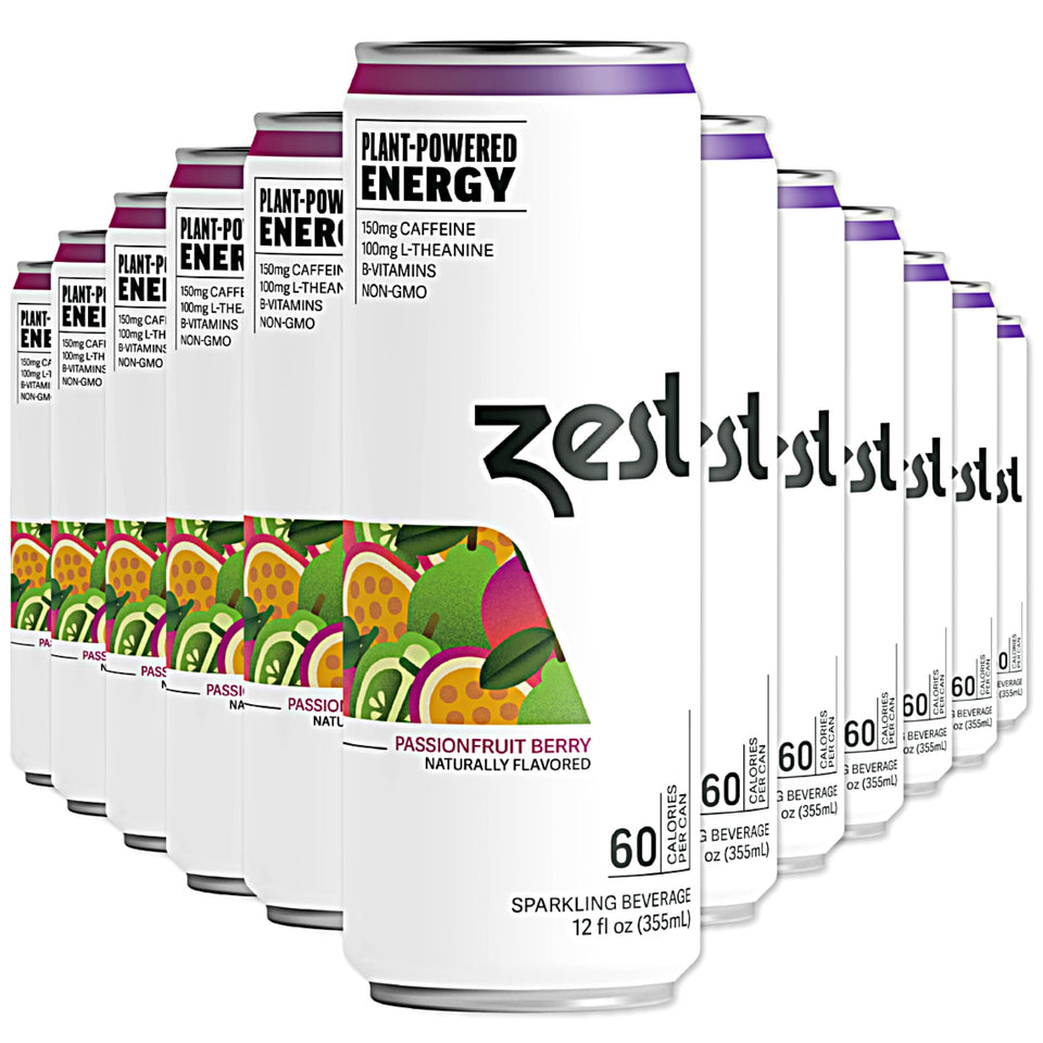 ZEST Passionfruit Berry can front view offering a refreshing energy lift.