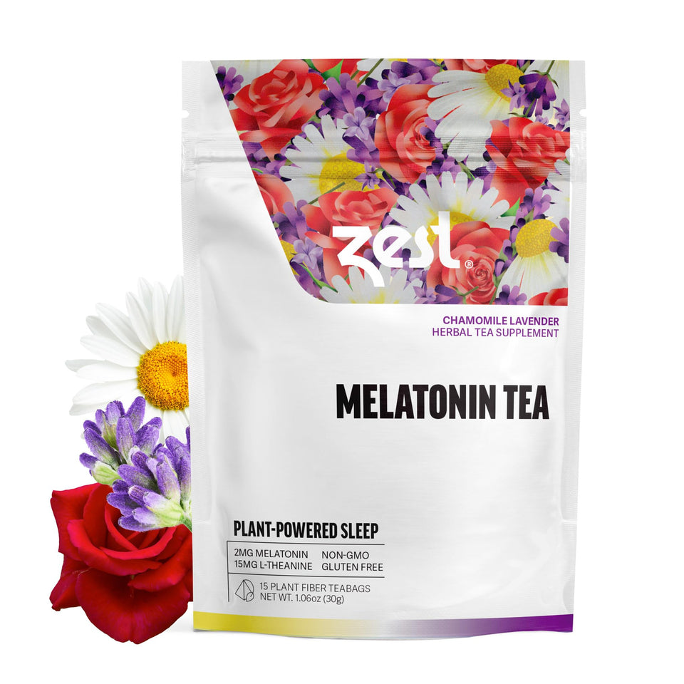 ZEST Sleep Tea front pack promotes a calming bedtime ritual.