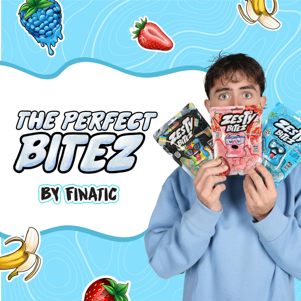 Zesty Bitez banana flavor sour strips with fruity tang in small bites