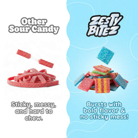 Zesty Bitez rainbow sour belts in colorful variety pack ideal for sharing