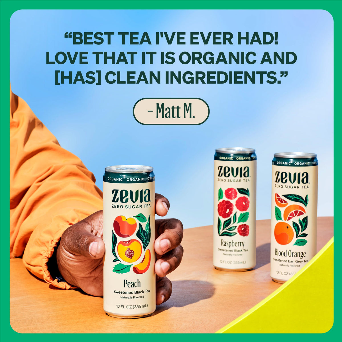 Zevia 12-pack cans highlight a convenient zero-sugar iced tea option.