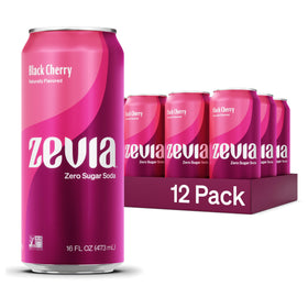 Zevia Black Cherry can-front view with zero sugar and bold flavor