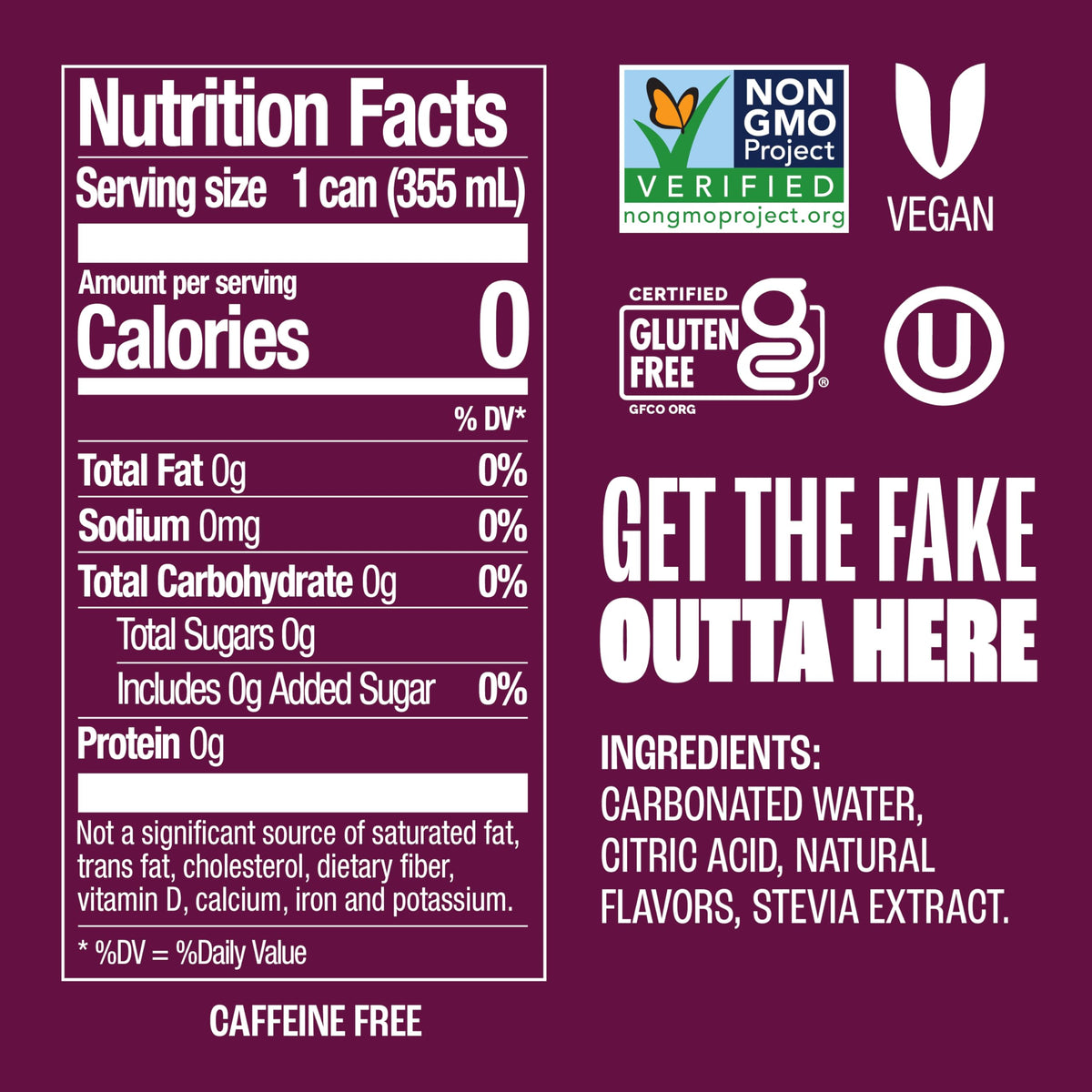 Zevia Black Cherry can-side detail shows non-GMO verification and clean ingredients