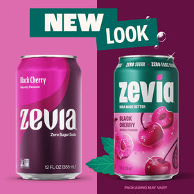 Zevia Black Cherry label-closeup highlights natural stevia sweetness