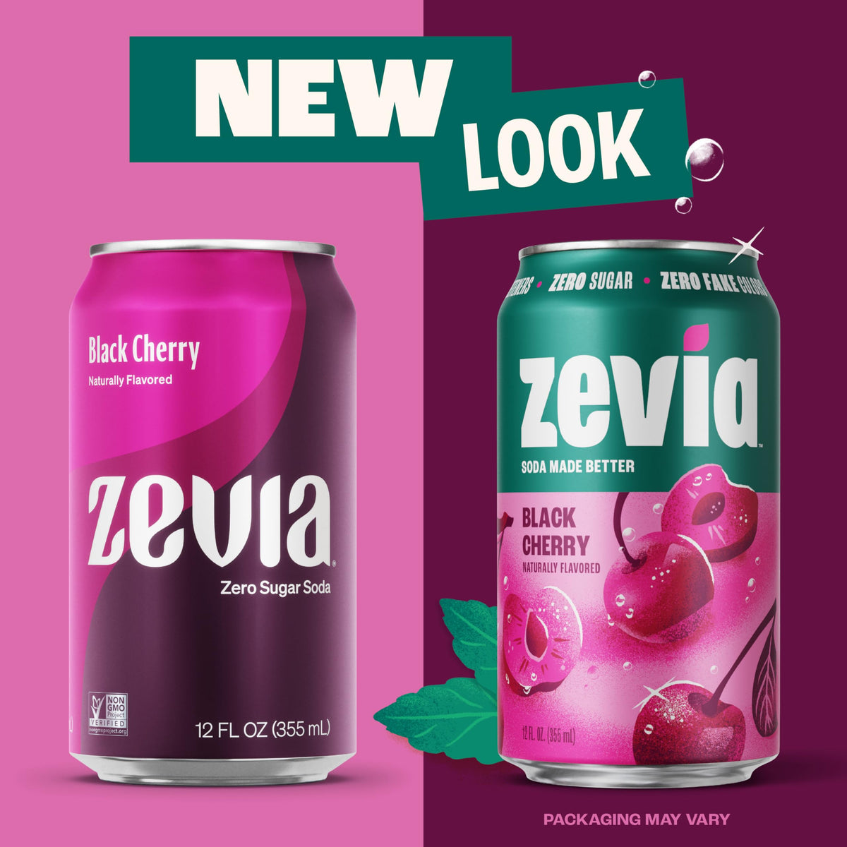 Zevia Black Cherry Non-GMO seal confirms verified ingredients.