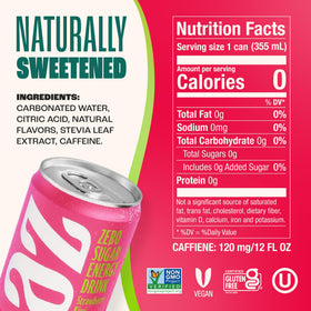 Zevia can with ice, strawberry kiwi flavor for a refreshing break.