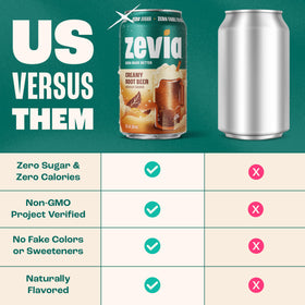 Zevia Creamy Root Beer served in a frosty mug with a creamy head.