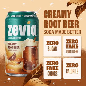 Zevia Creamy Root Beer being poured into a glass for a crisp, refreshing finish.