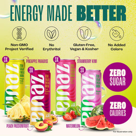 Zevia Energy Strawberry Kiwi glass reveals a vivid flavor perfect for quick focus.