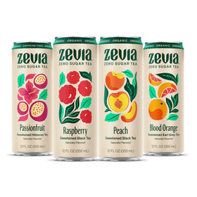 Zevia Fruity Tea Variety Pack front view, zero sugar, zero calories for refreshing anytime.