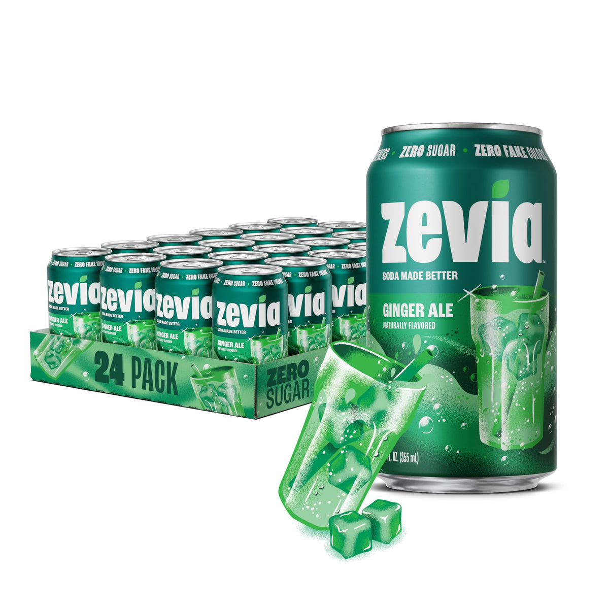Zevia Ginger Ale can 12oz, naturally zero sugar and zero calories.