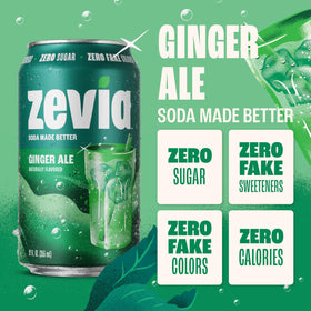 Poured Zevia Ginger Ale into glass, refreshing and sugar-free.