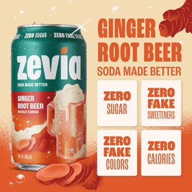 Zevia Ginger Root Beer can side view naturally sweetened with stevia