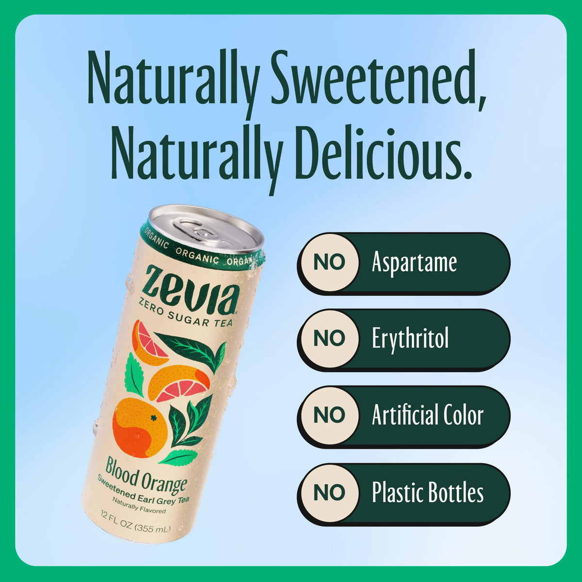 Zevia glass poured with blood orange twist captures vibrant aroma and refreshing finish.