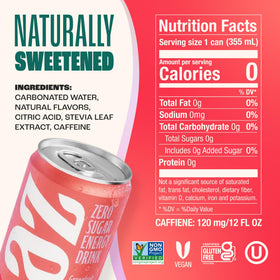 Zevia Grapefruit Energy ingredients panel shows zero added colors.