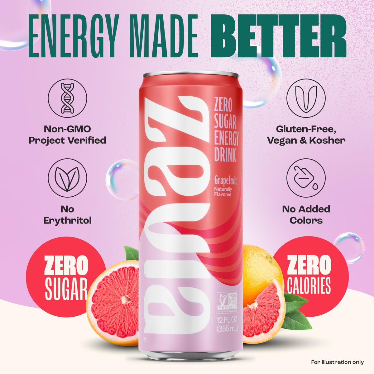 Zevia Grapefruit Energy 12-pack on shelf for convenient daily energy.