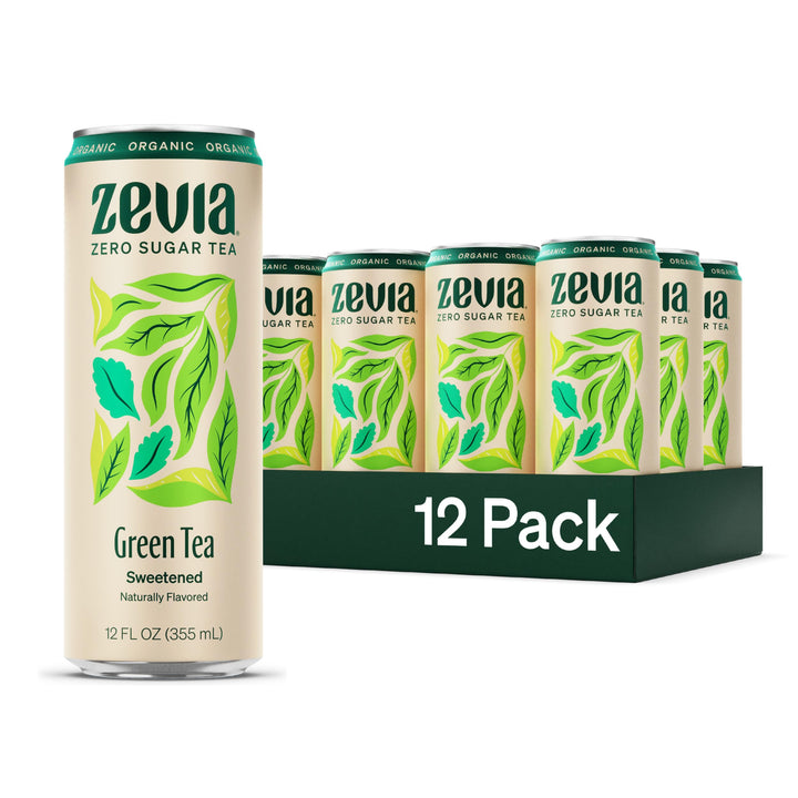 Zevia Green Tea can front view—zero sugar and zero calories, refreshing anytime