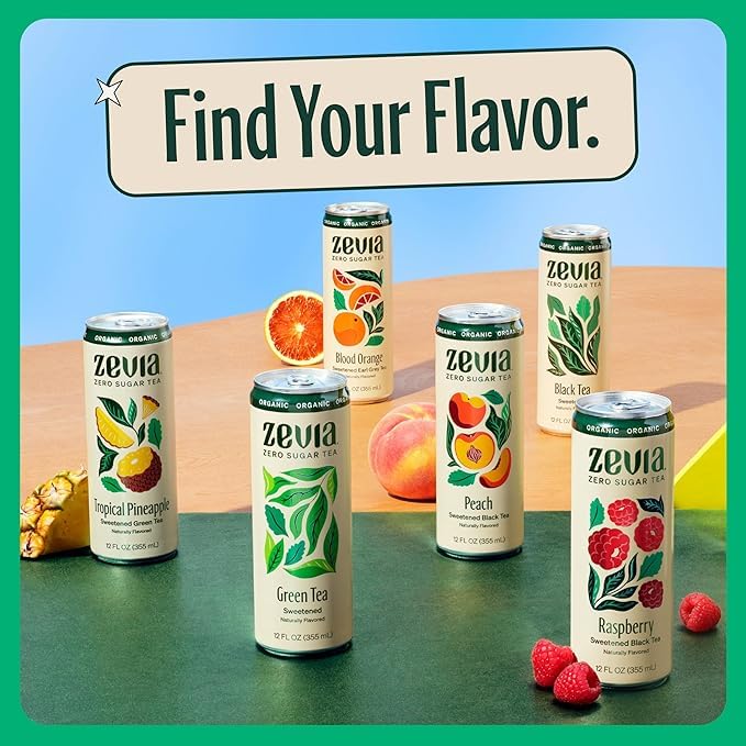 Pack shot of Zevia Hibiscus Passionfruit Tea, 12-pack for pantry freshness.