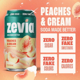 Zevia Peaches and Cream 24-pack on display, caffeine-free refreshment for any time
