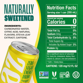 Zevia Pineapple Paradise ingredients highlight stevia as natural sweetener