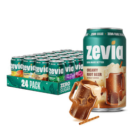 Zevia Rainbow Variety Pack 12oz cans showing six flavors for guilt-free refreshment.