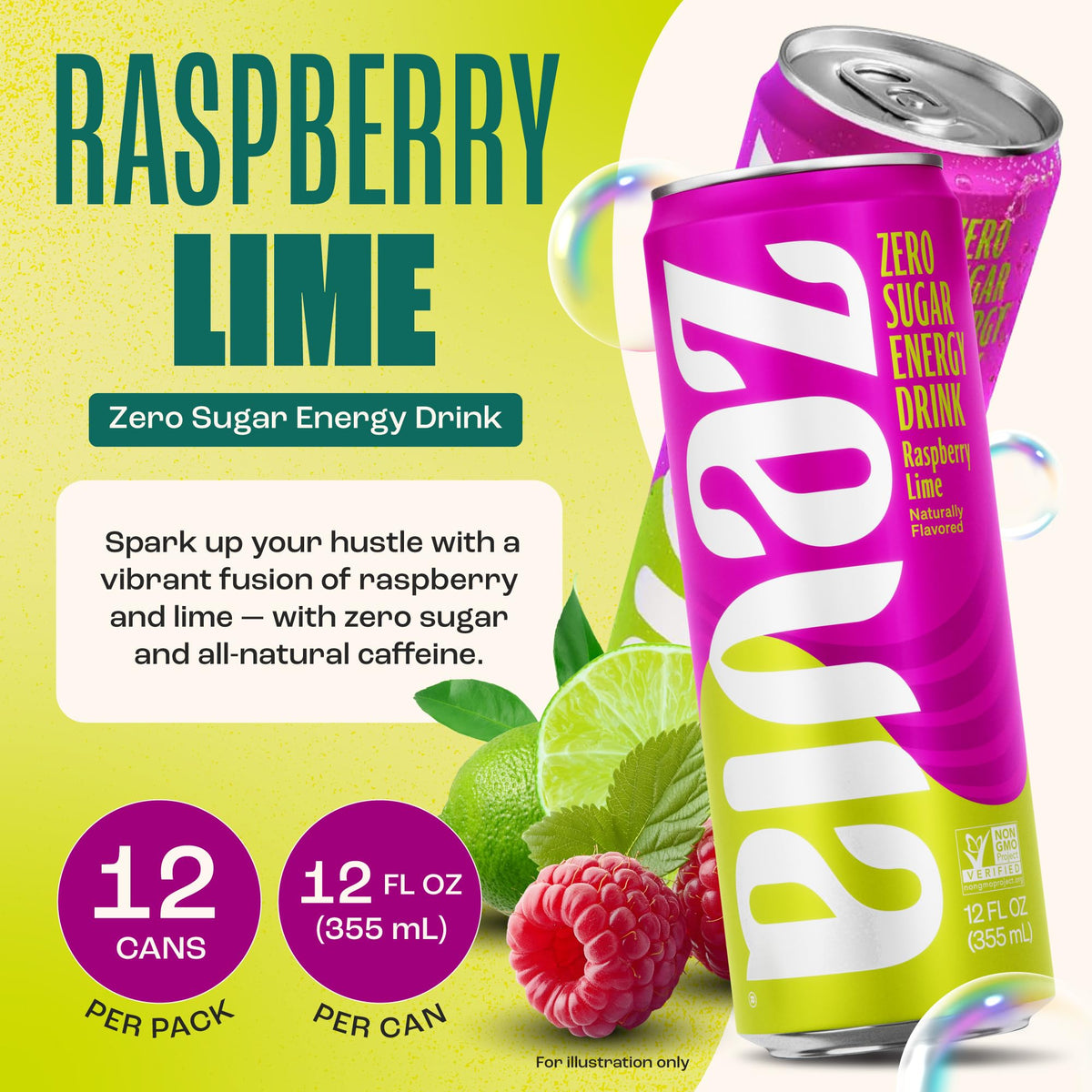 Zevia Raspberry Lime ingredients closeup, natural stevia sweetener for guilt-free flavor