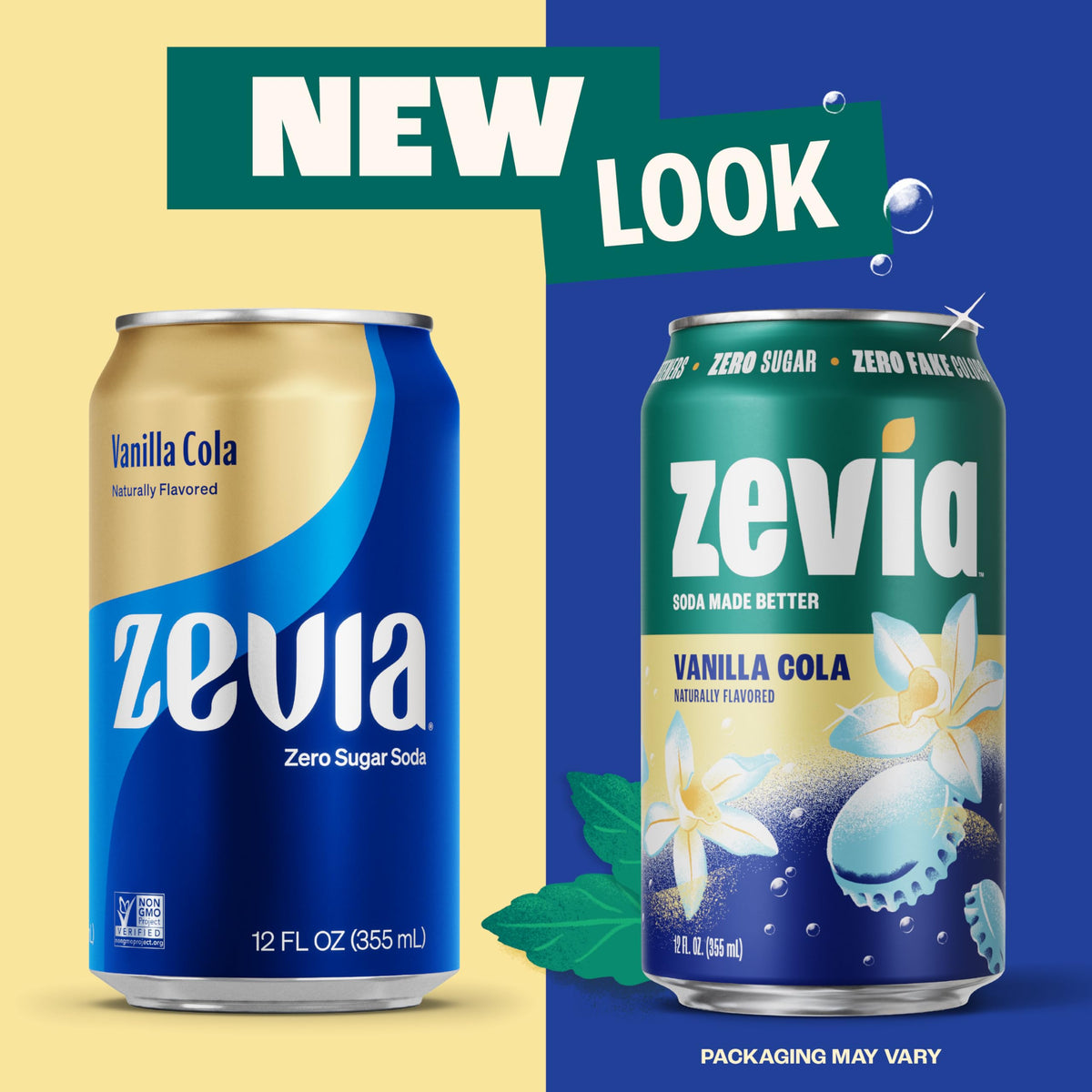 Zevia Vanilla Cola 24-pack inside the fridge, ready to chill.