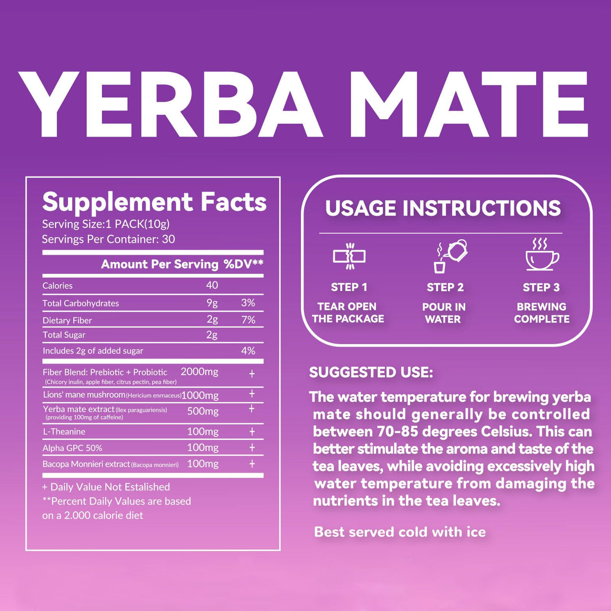 ZHHOIN JIAKE Yerba Mate Raspberry Peach serving glass ready for quick energy.