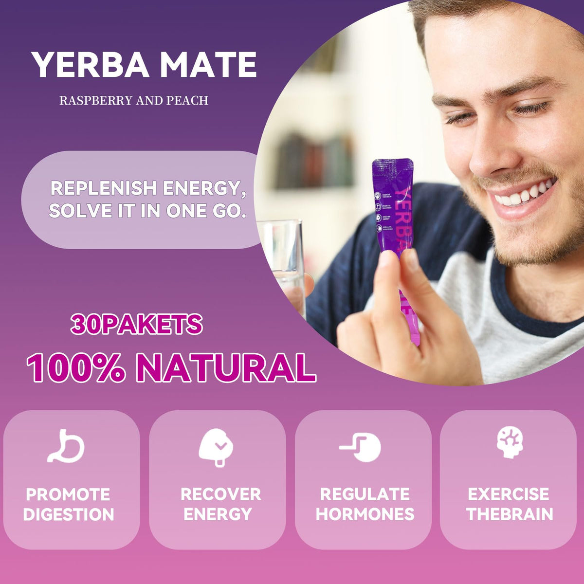 ZHHOIN JIAKE Yerba Mate Raspberry Peach sticks closeup highlighting natural flavor and refreshment.