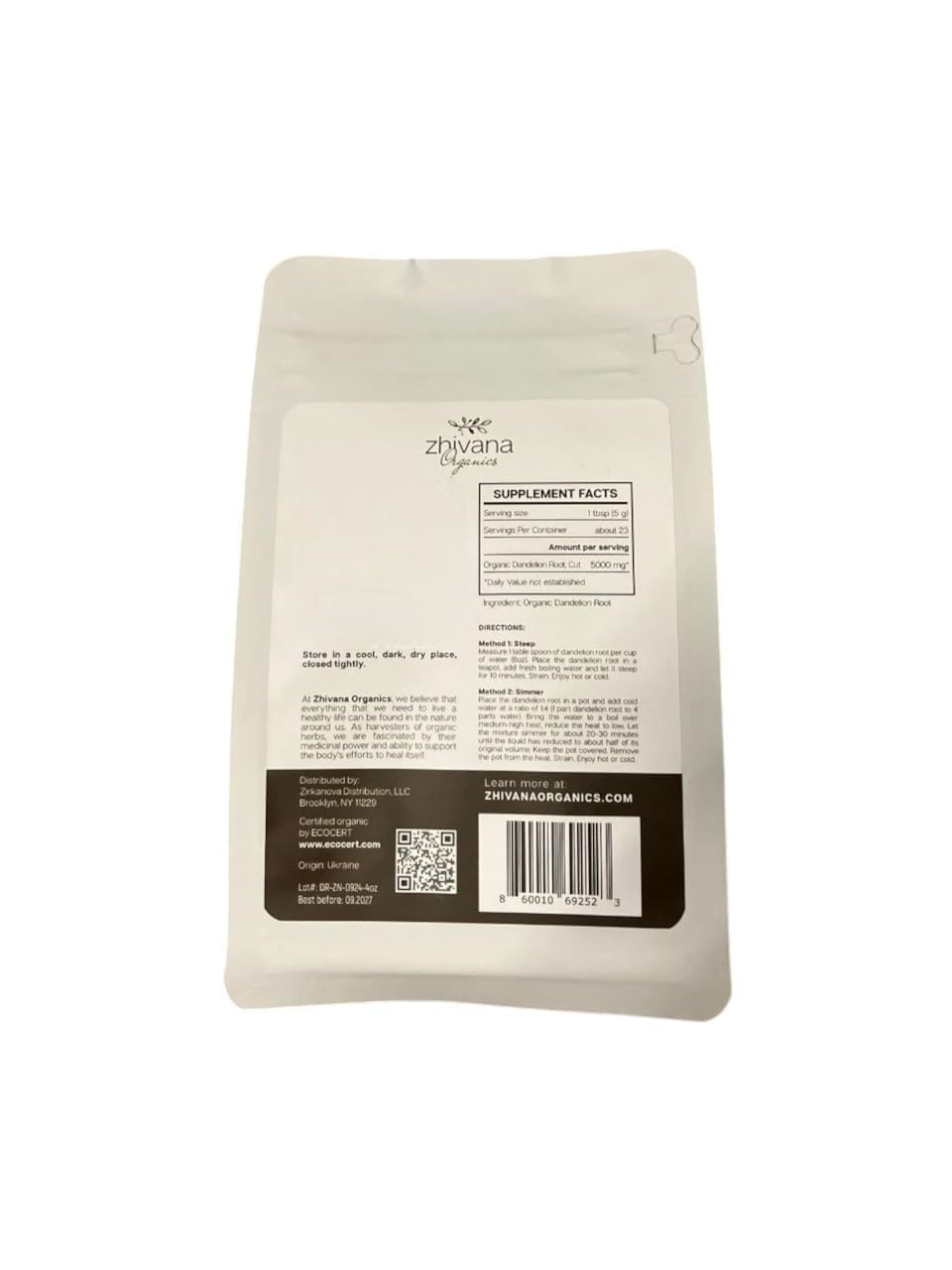 Zhivana Organics dandelion root dried roots image hints at harvest timing and flavor potential.