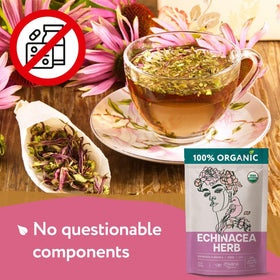 Zhivana Organics Echinacea Tea cup ready for a comforting sip.