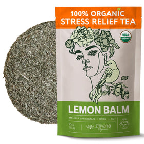 Zhivana Organics Lemon Balm Tea loose leaf bundle ready for a peaceful brew.