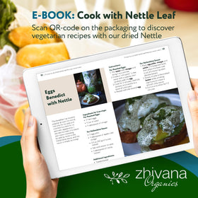 Zhivana Organics nettle tea cold infusion preparation showing versatility
