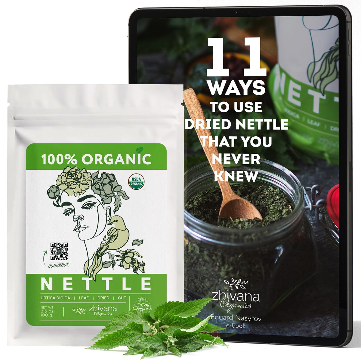 Zhivana Organics nettle tea on dog food demonstrates pet-friendly use