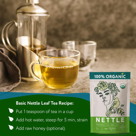 Zhivana Organics nettle tea in a cozy kitchen setting for everyday use