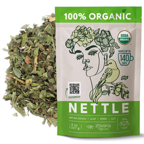 Zhivana Organics Nettle Tea leaves close-up for a nourishing herbal infusion