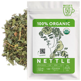 Zhivana Organics nettle tea packaging showing eco-friendly design for sustainable sourcing