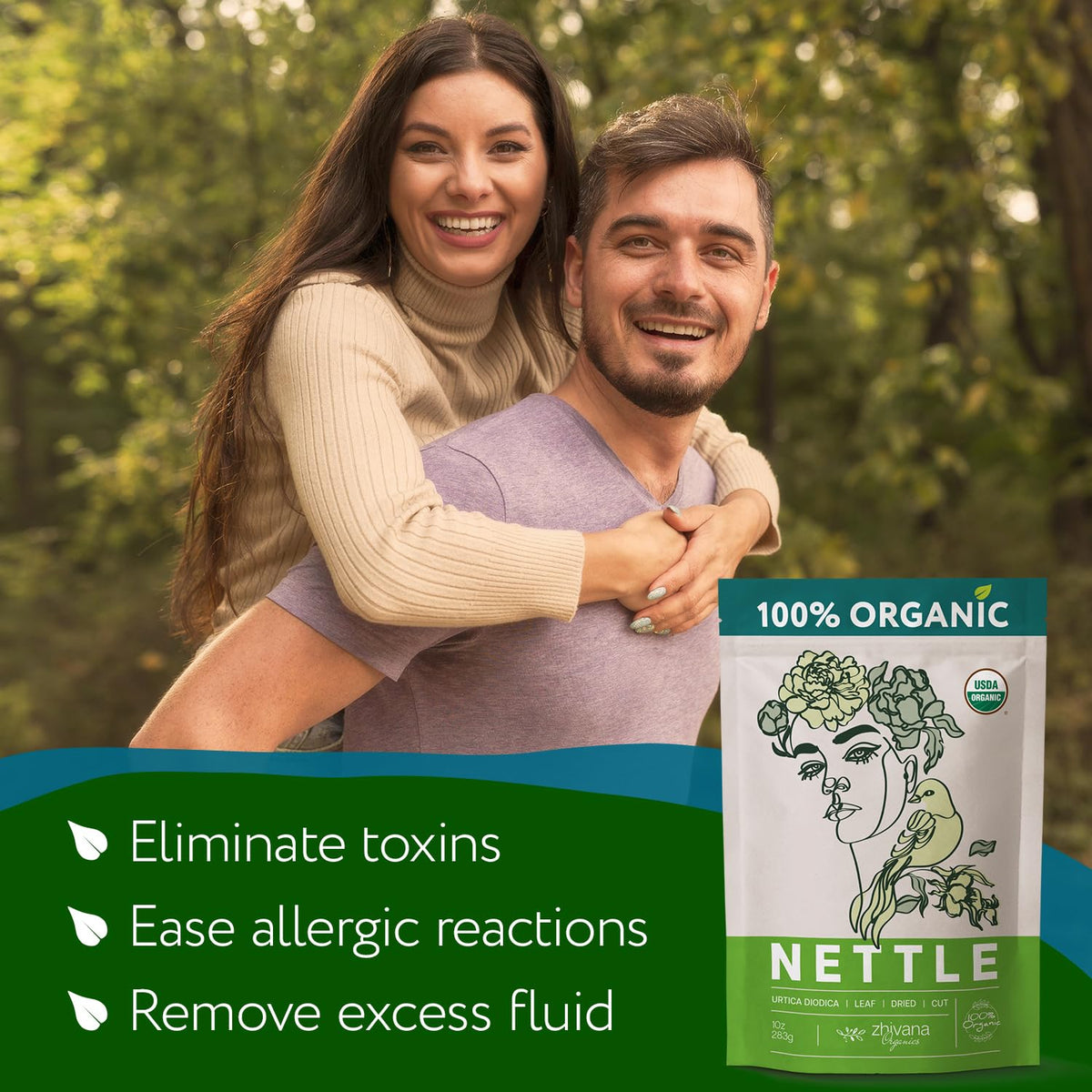 Ground nettle sprinkled on pet food for easy vitamin boost
