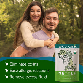 Ground nettle sprinkled on pet food for easy vitamin boost
