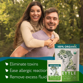 Zhivana Organics nettle tea pour demonstrates easy brewing and preparation
