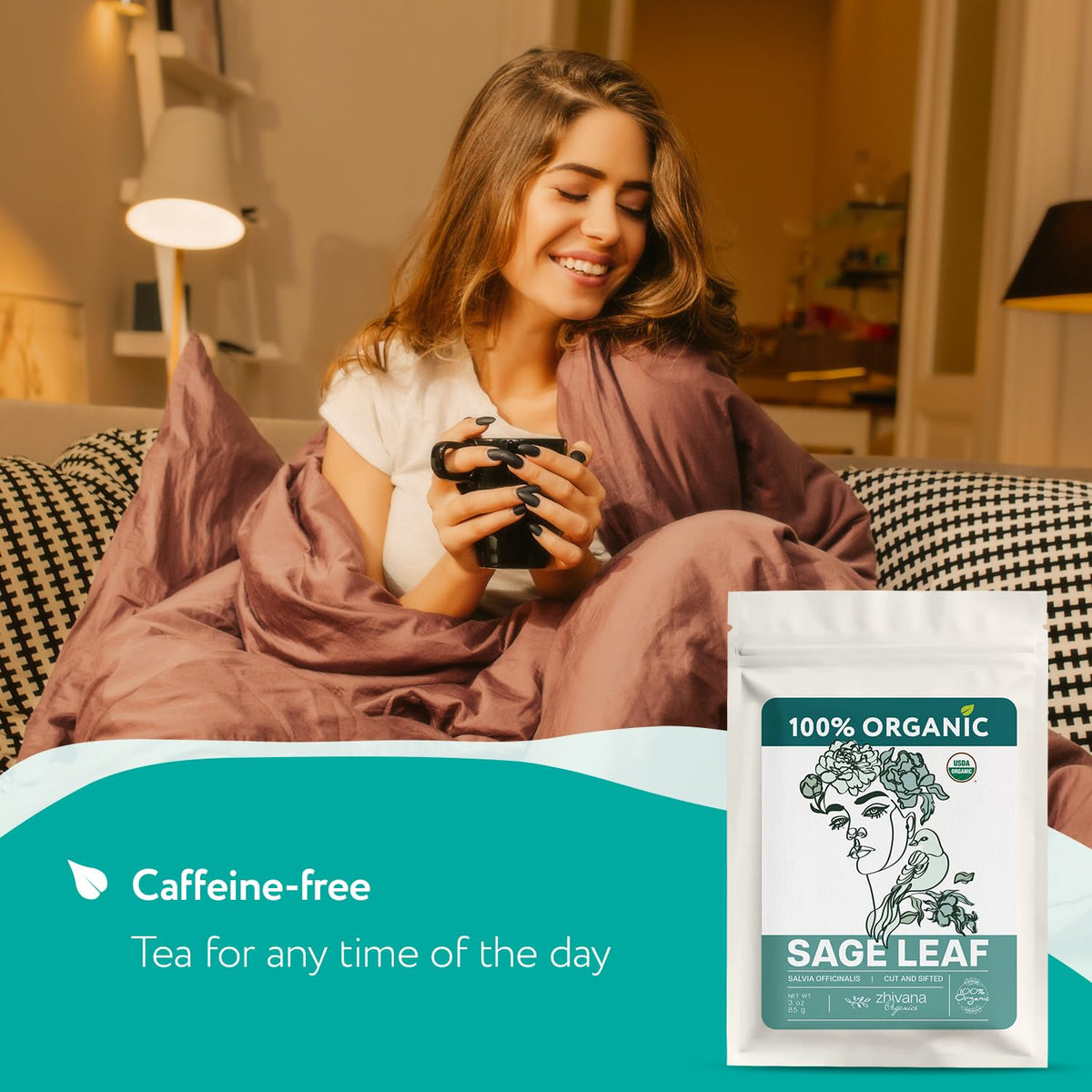 Zhivana Organics packaged sage leaves display pure, additive-free product.