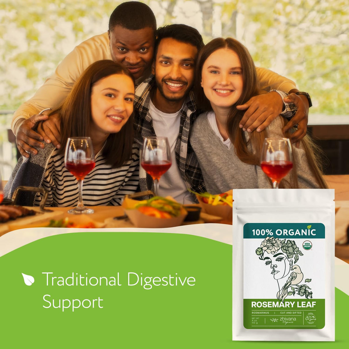 Zhivana Organics rosemary tea infusion showcases aromatic quality and flavor