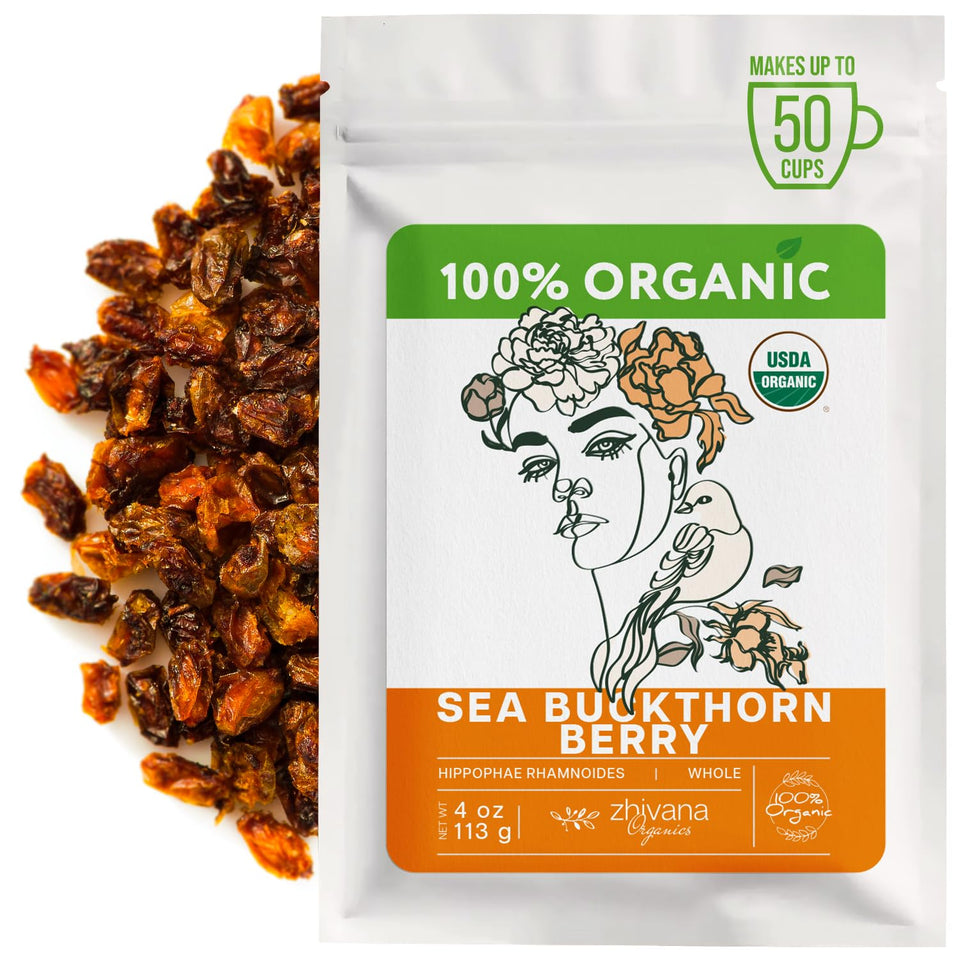 Zhivana Organics Sea Buckthorn berries in a basket, ideal for immune-support and snack