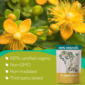 Zhivana Organics Saint John’s Wort tea lab-testing seal for organic purity