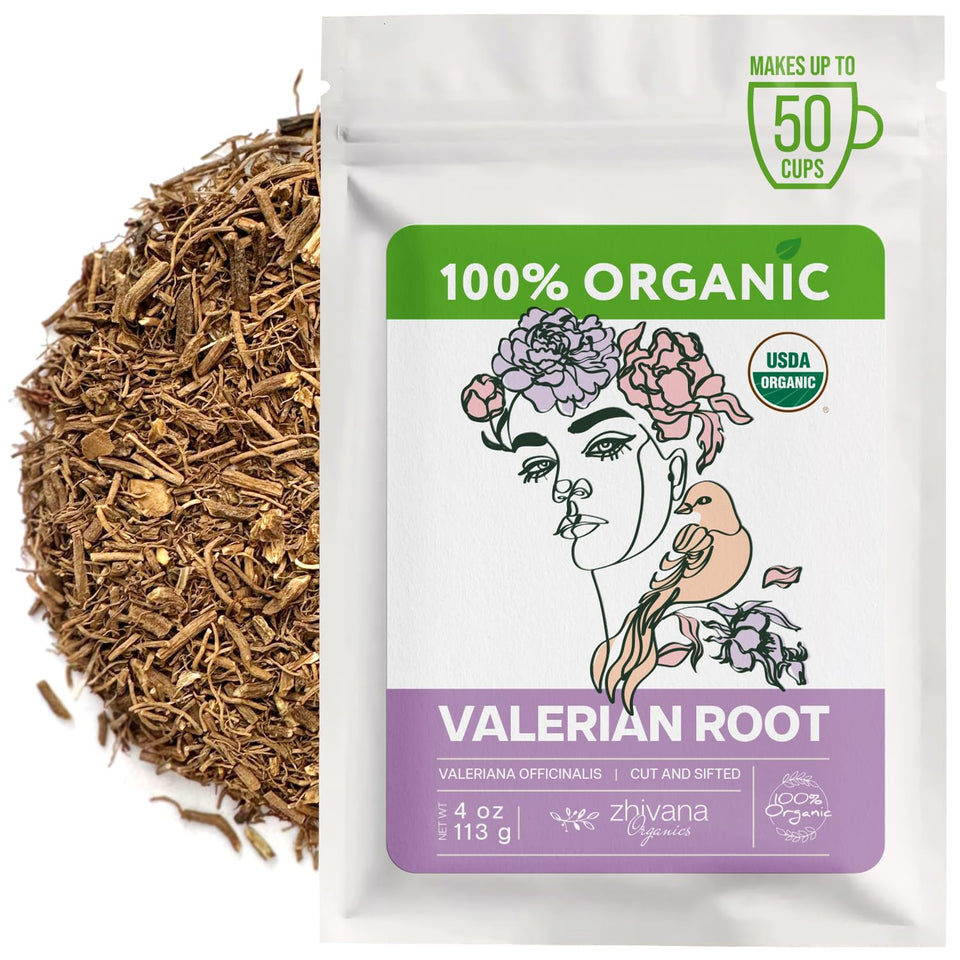 Zhivana Organics valerian tea packaging shown for freshness