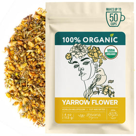 Zhivana Organics Yarrow Tea loose-leaf bundle offers calming aroma and sustainable harvest.