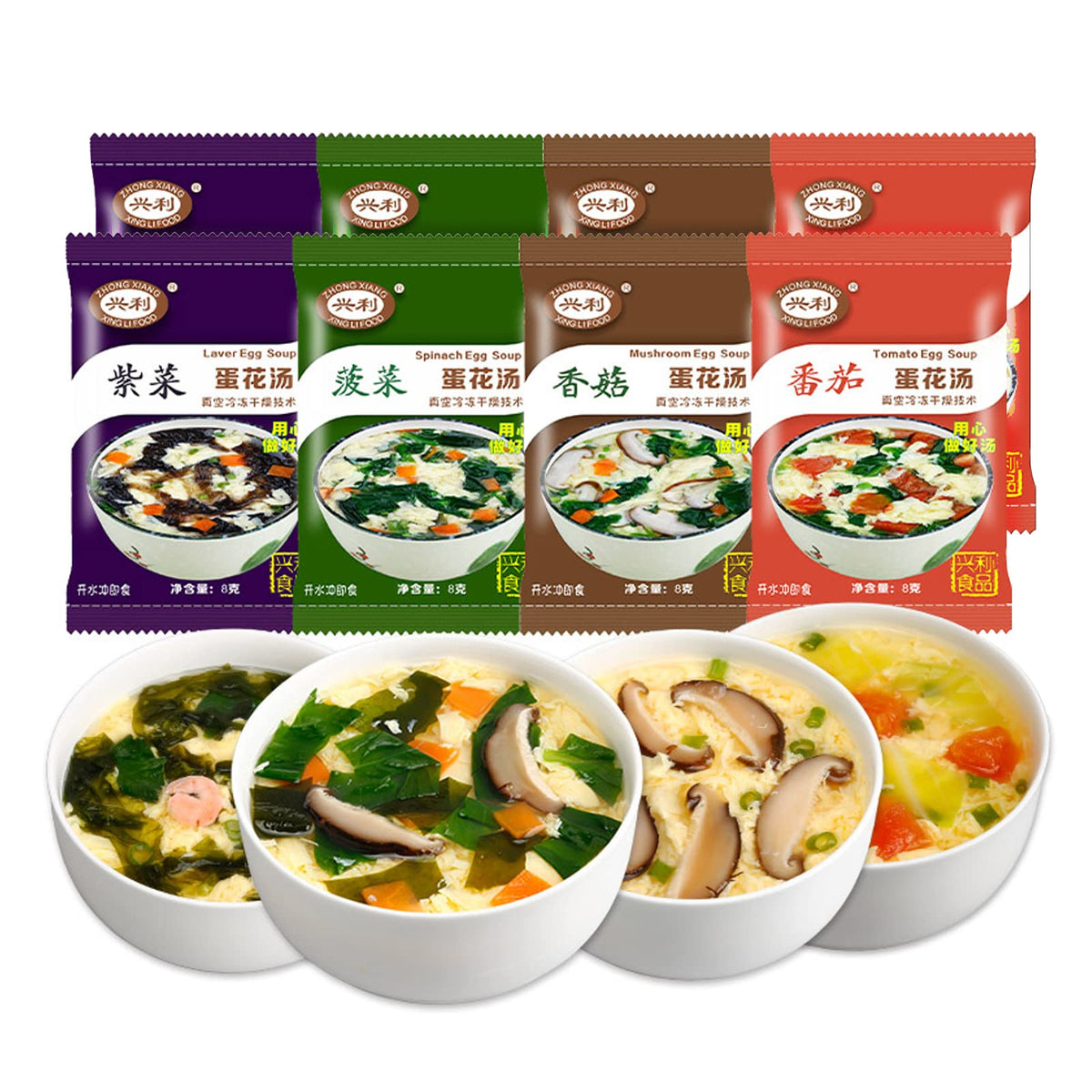 ZHONG XIANG XING LI FOOD egg flower soup mix laver flavor for quick meals.