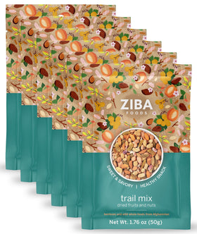 Ziba Trail Mix with sweet apricot kernels; on-the-go energy snack.