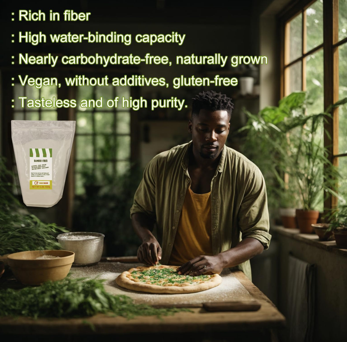 Zimmermann Bamboo Fiber gluten-free baking helper on a kitchen counter