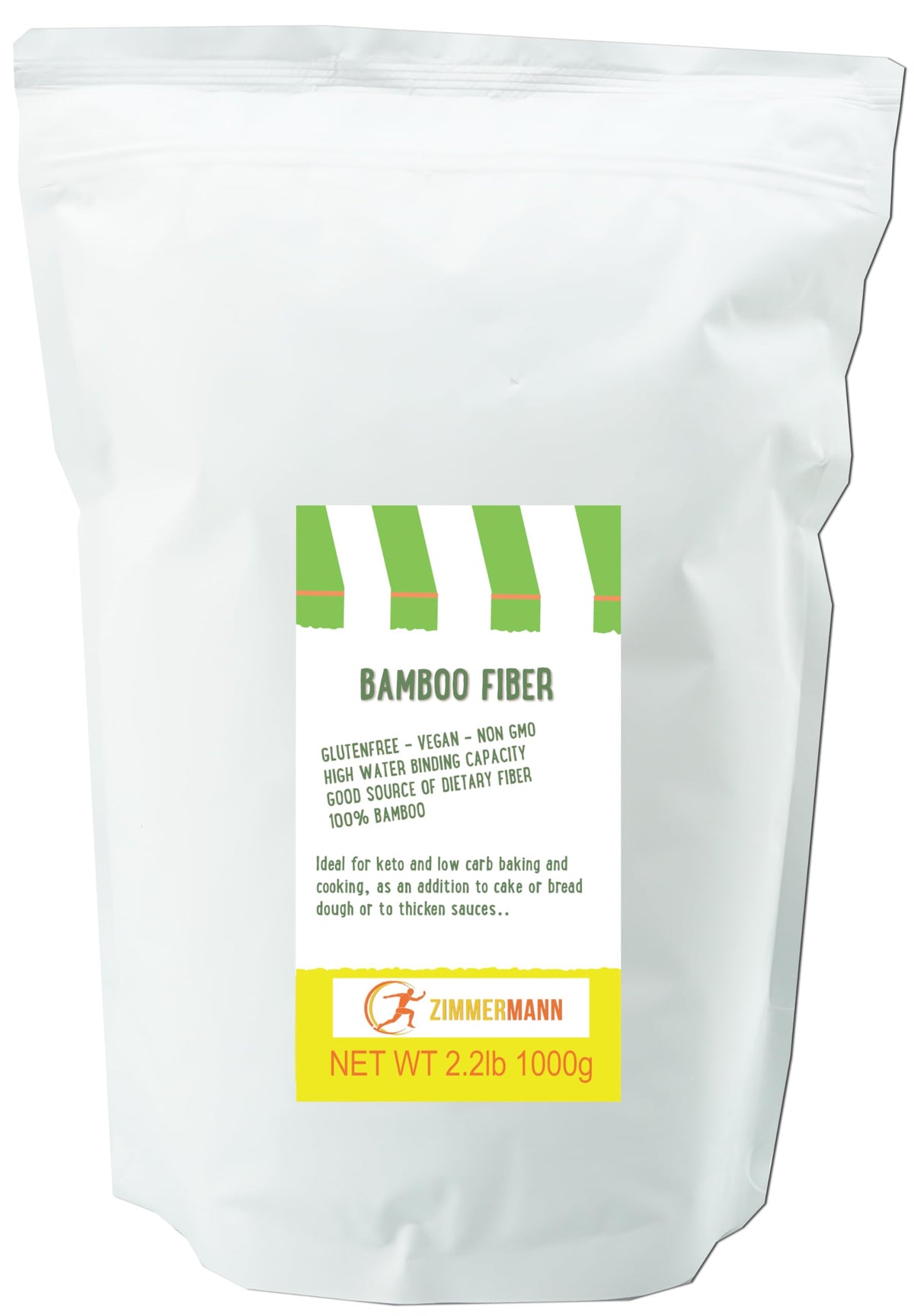 Zimmermann Bamboo Fiber packaging highlights 100% bamboo gluten-free keto flour